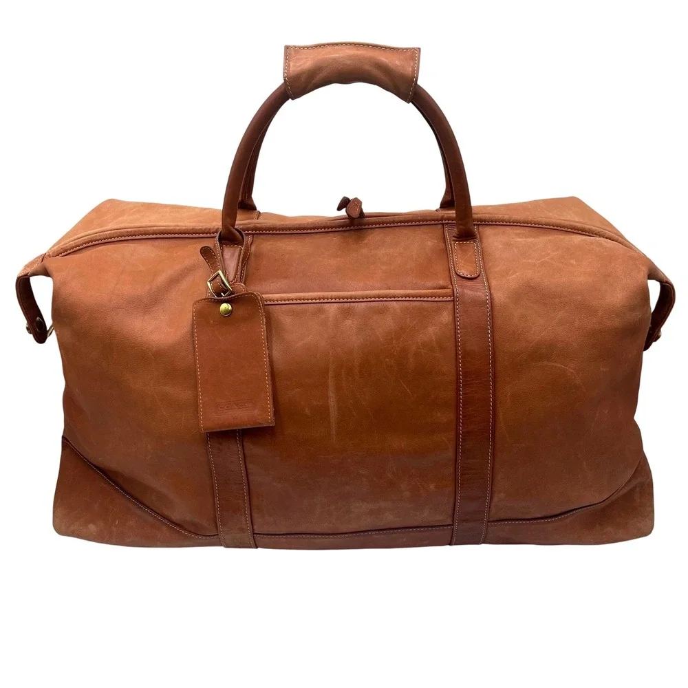 Vintage Coach British Tan Leather Duffle Bag USA Made Weekender 234-0550